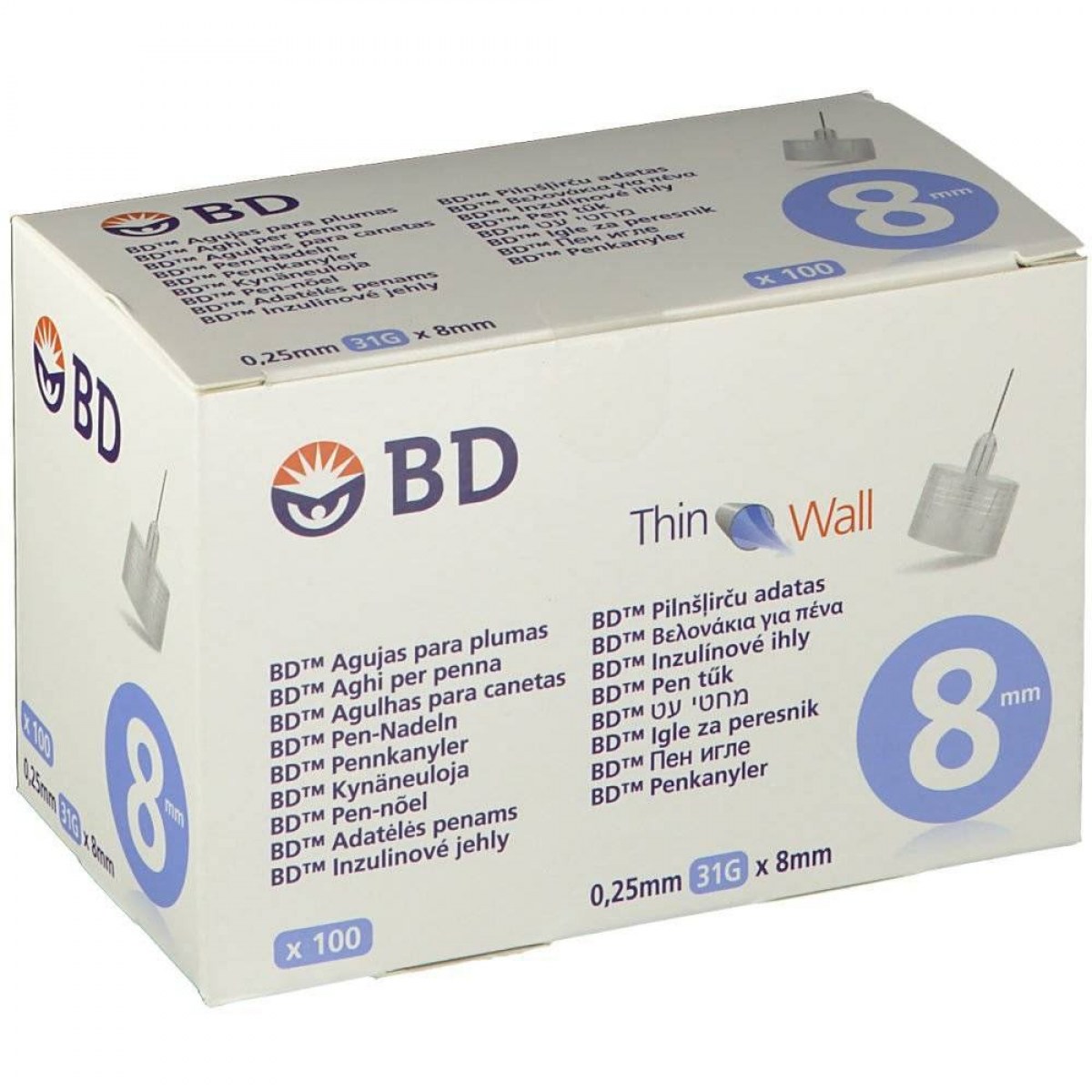 aguja para plumas esteril bd 31 g 025 mm x 8 mm 100 ucaja