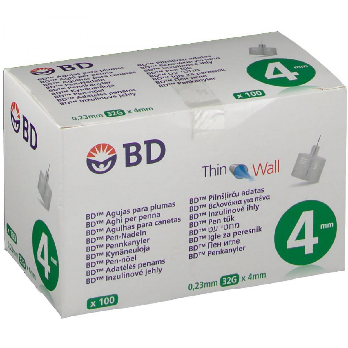 bd pluma insulina 4mm 100 uds