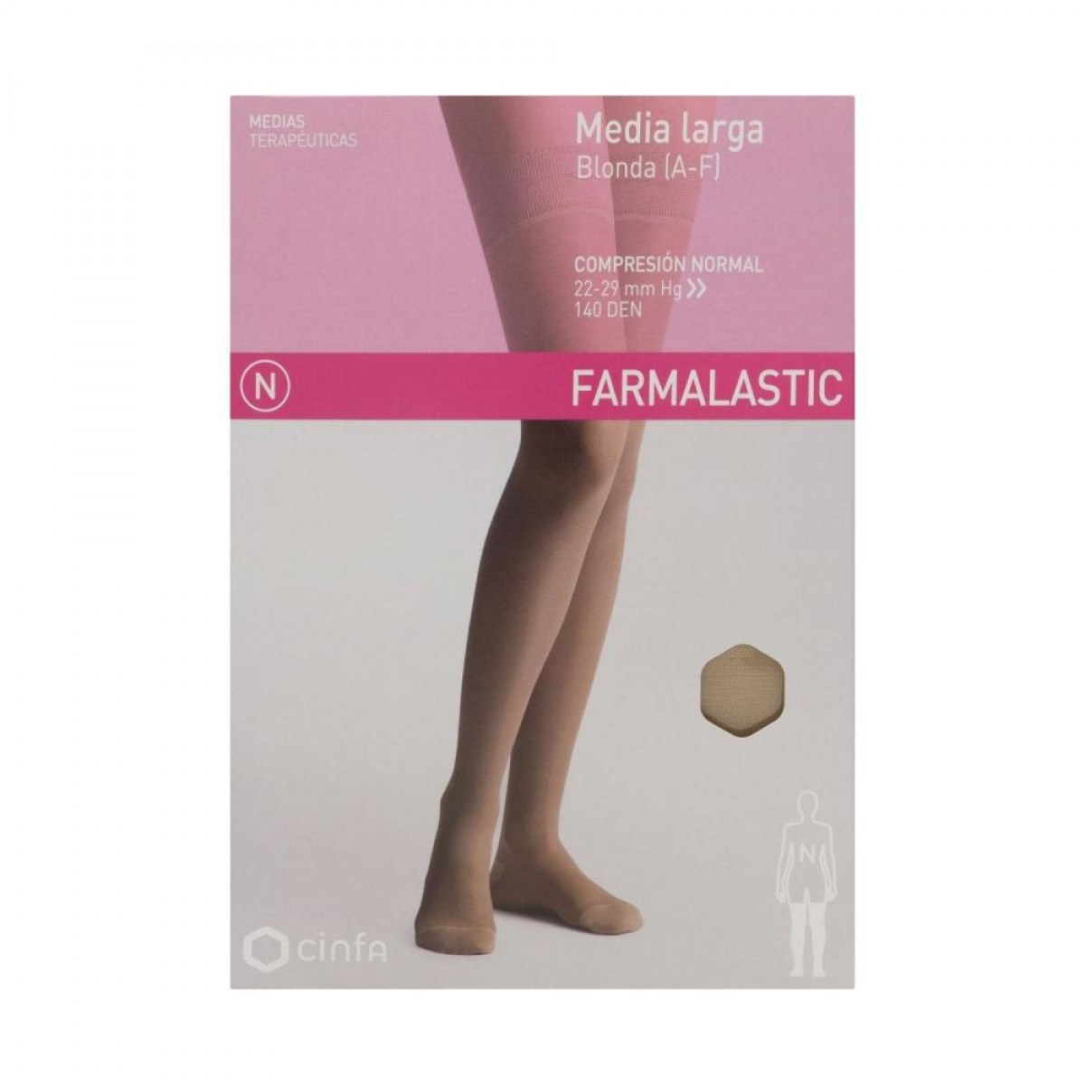 media larga beige blonda farmalastic compresion normal teg